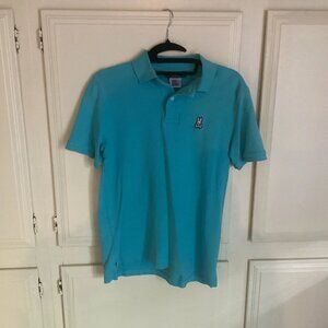 PSYCHO BUNNY Polo Pima Cotton Blue Rugby Skull Crossbones Logo Men’s 5
